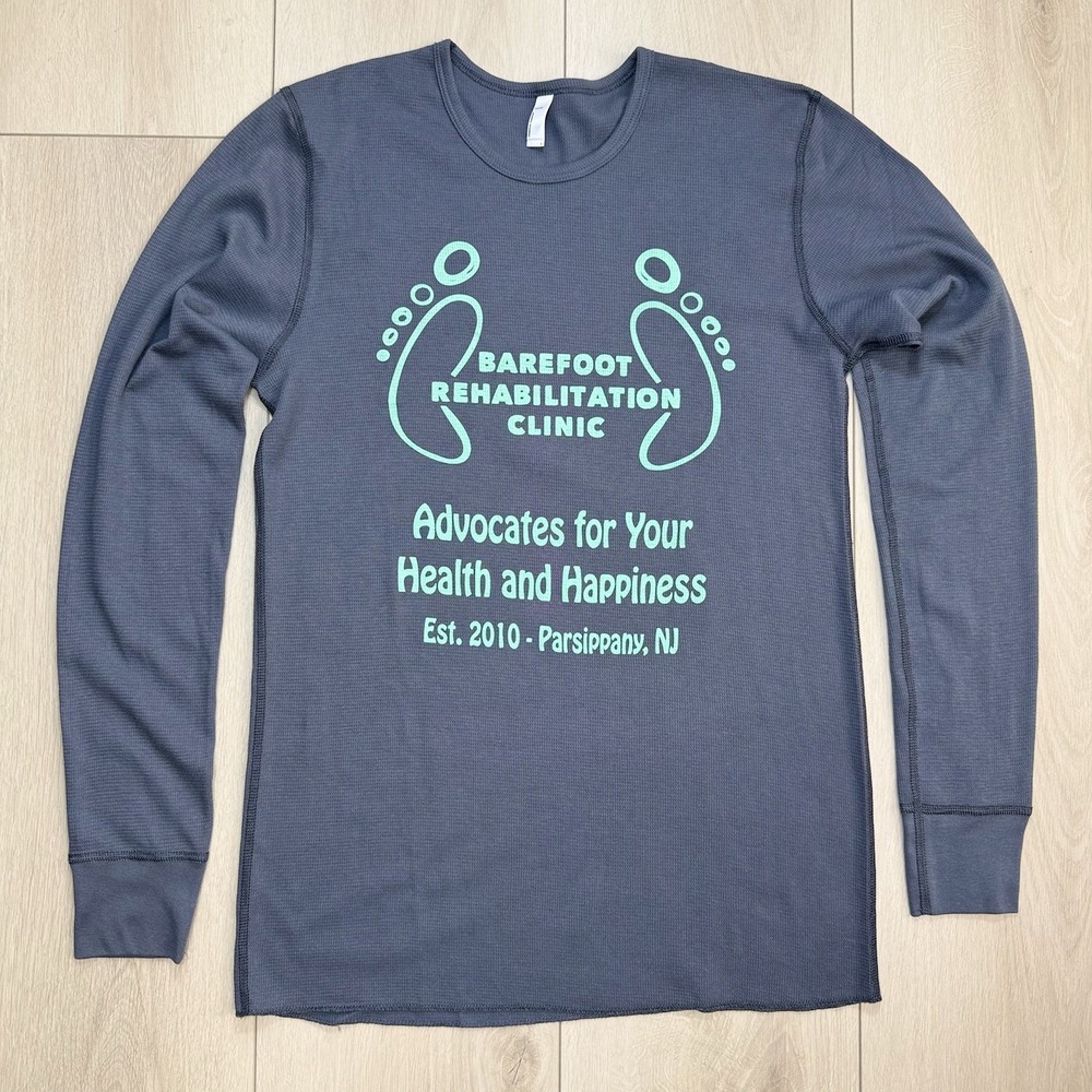 American Apparel Mens L Barefoot Rehab Clinic Gray Thermal Long Sleeve Shirt USA